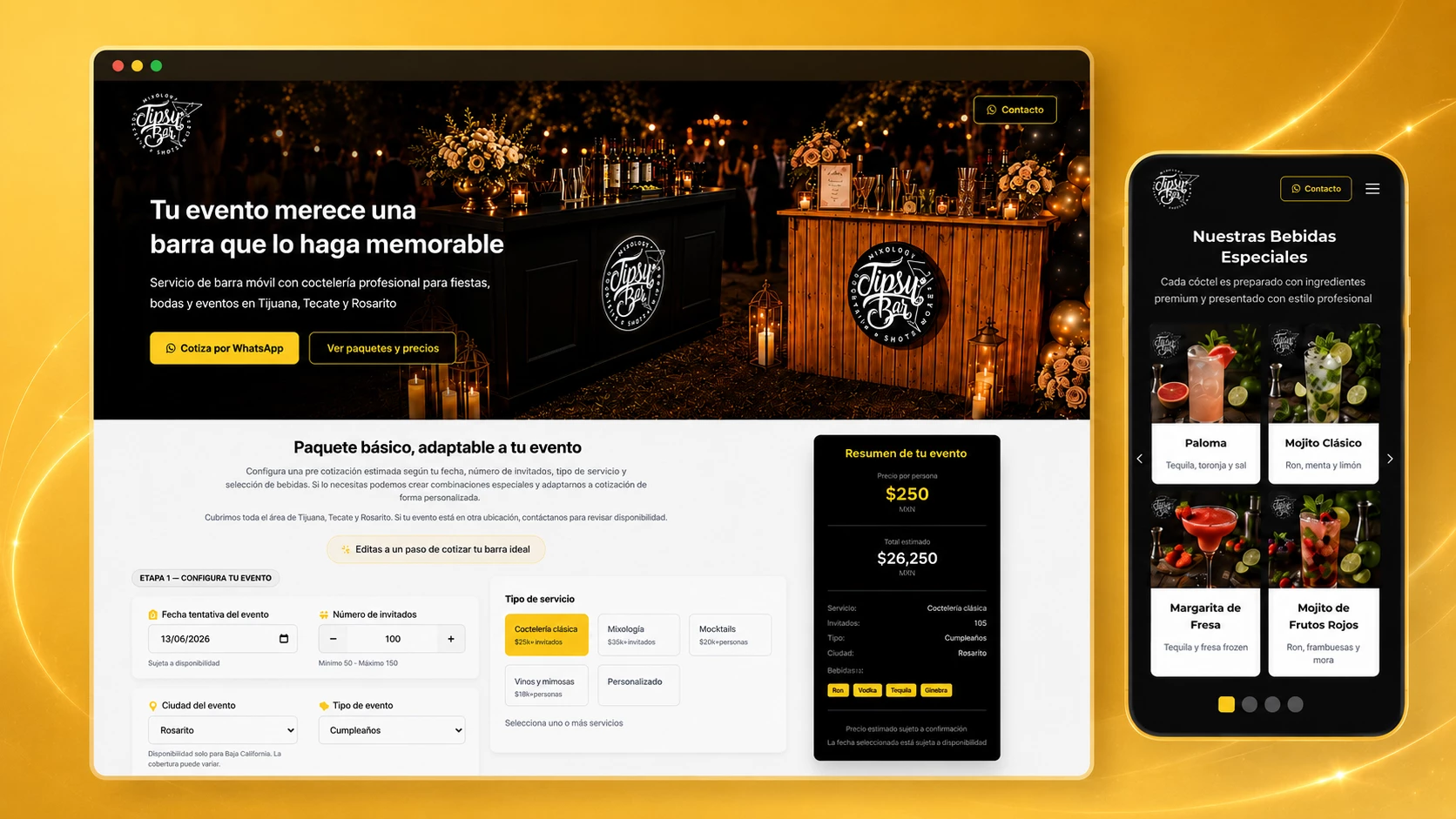 Proyecto web de Tipsy Bar realizado por el equipo de Yeti Agencia Creativa para la campaña Boom Shaka Laka